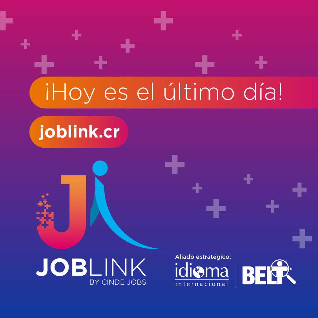 invest_cr's tweet photo. ¡Hoy es el último día de #JobLink para aplicar a una o más de las 7.500 oportunidades laborales de +45 empresas multinacionales! #EmpleoCR 

👉Registrate, hacé la prueba de idioma BELT y aplicá en https://t.co/adK3WEOYIT https://t.co/iuYIXUjKAT