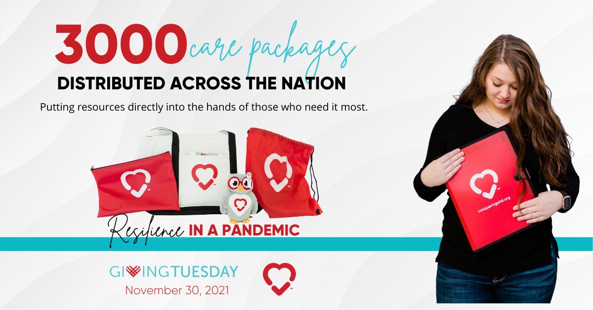 Our care packages offer essential resources with a healthy dose of hope &amp; support. $100 allows us to mail 3 care packages to families who may not otherwise have access.
This #GivingTuesday, help us put resources in the hands of those who need them most: donate.conqueringchd.org/Resilience