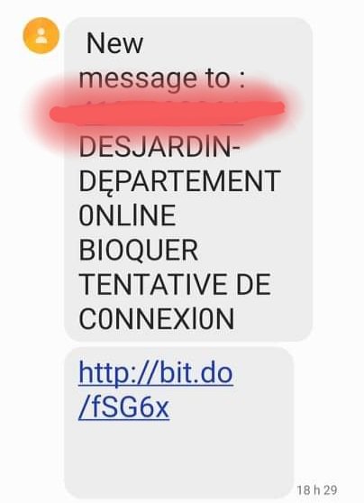 LeFiletDePeche's tweet photo. #hameçonnage #virus #vers #trojan #chevaldetroi #pourriel #scam #malware

Indices d'ARNAQUE
Message Desjardins en anglais
Faute dans DESJARDIN(S)
DEPARTEMEMT avec E cédille
0NLINE avec un zéro

BlOQUER au,lieu de BLOQUER
CONNEXION écrit avec des zéro
URL non Desjardins https://t.co/ytkrue4gXH