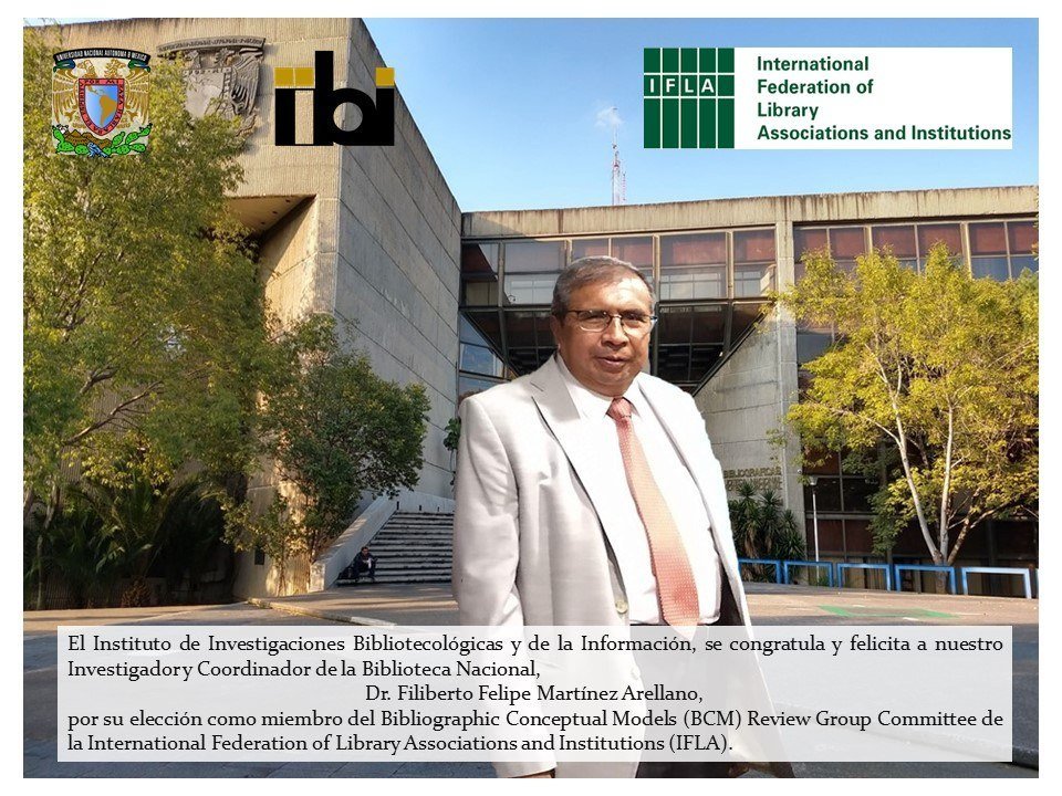 IIBI_UNAM_MX's tweet photo. #BibliographicConceptualModels #BibliographicData #LinkedData 
¡Muchas felicidades al Dr. Martínez Arellano por este merecido reconocimiento a su labor, que posiciona al IIBI en un sitio de liderazgo en la materia! https://t.co/D6NH7TYITP