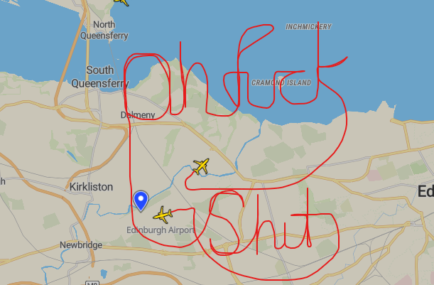 BuildADigitalB1's tweet photo. Interesting fight paths over Edinburgh this evening #StormArwen https://t.co/PvIrlAekPw