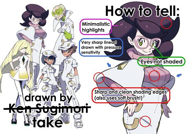 Heres a guide on how to tell apart the artists that worked on official Pokemon art: 