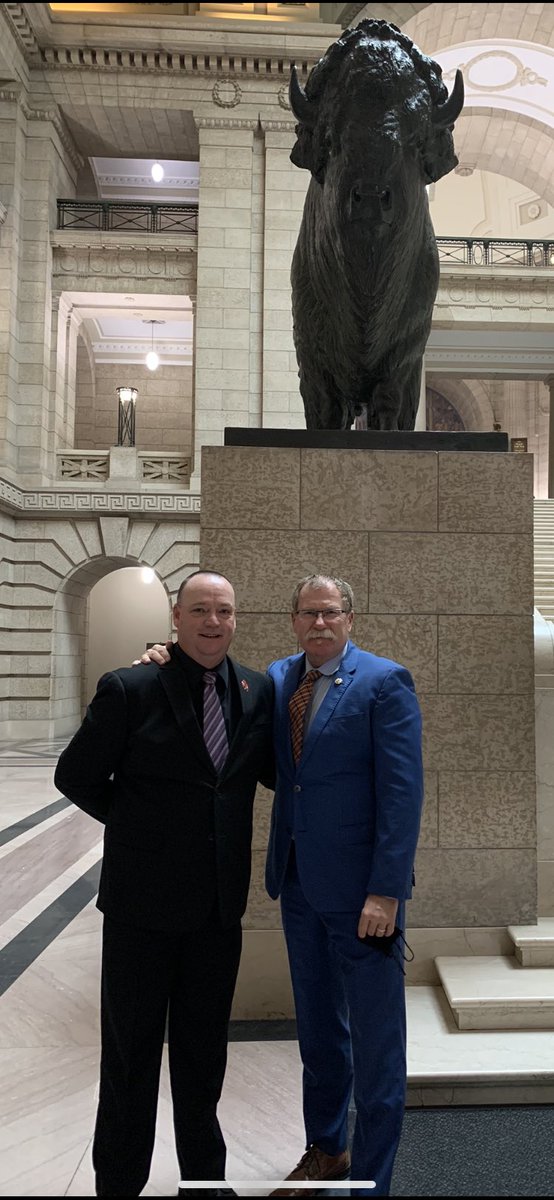 Proud to have been with MPFFA President Alex Forrest as exciting news for all Manitoba firefighters, it was announced that five more cancers have been added to the presumptive cancer legislation.