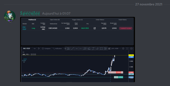 The_Speculos's tweet photo. #sclaping : Un RSA en 8 minutes chrono sur un sub #FTX isolé; sur la #crypto $KNC à 00h59 ... 💸 https://t.co/V7cfrezod1