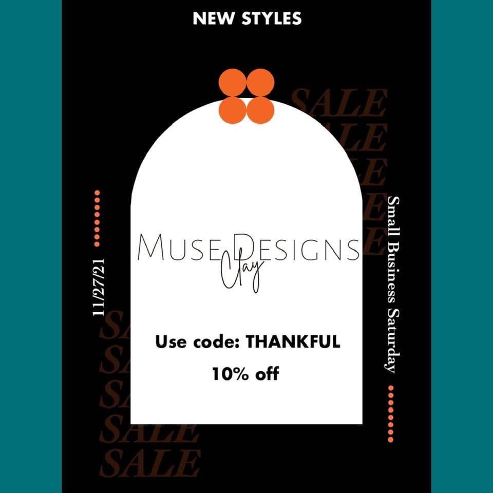 jayciroberson's tweet photo. Small Business Saturday• 11/27

Shop Muse Clay Designs for 10% OFF 
Use code : THANKFUL
Website: https://t.co/dmJmKNhJ3o

#polymerearrings #polymerclay #handmade #clay #earrings #handmadejewelry #polymerclayjewelry #clayearrings #polymer #handmadeearrings #SmallBusinessSaturday https://t.co/LfMDUm5ih2