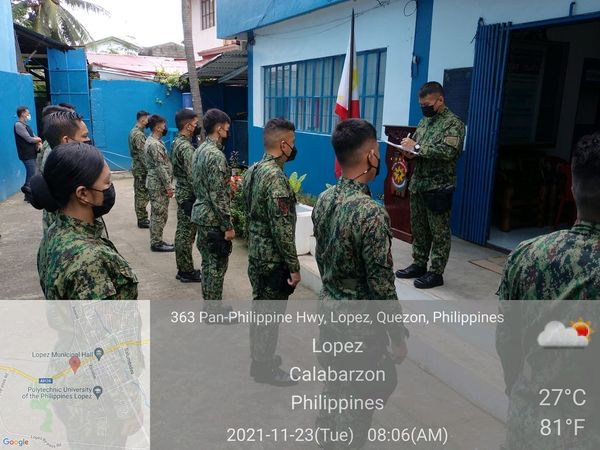 policelopez's tweet photo. Personnel of Lopez Municipal Police Station led by PEMS Edgar A Dimaala, MESPO under the supervision of PMAJ DANDY P AGUILAR, ACOP during Accounting and Turn-over of duties and responsibilities held at Lopez MPS at about 8:00 AM of November 23, 2021. https://t.co/6lup7LRosr