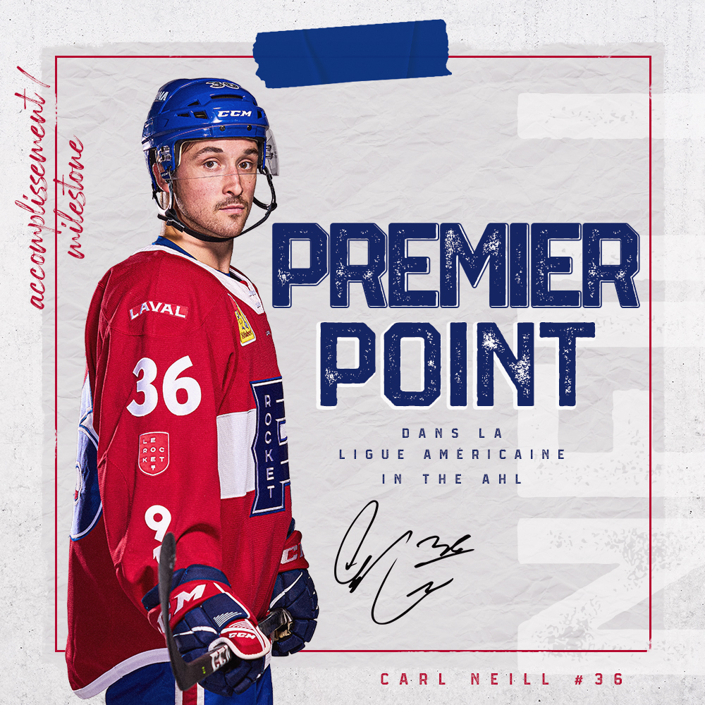 RocketLaval's tweet image. Carl Neill a obtenu son premier point dans la @TheAHL avec une passe en première période. 
Félicitations!

Carl Neill got his first point in the @TheAHL with an assist in the first period. 
Congratulations!

#GoRocket
