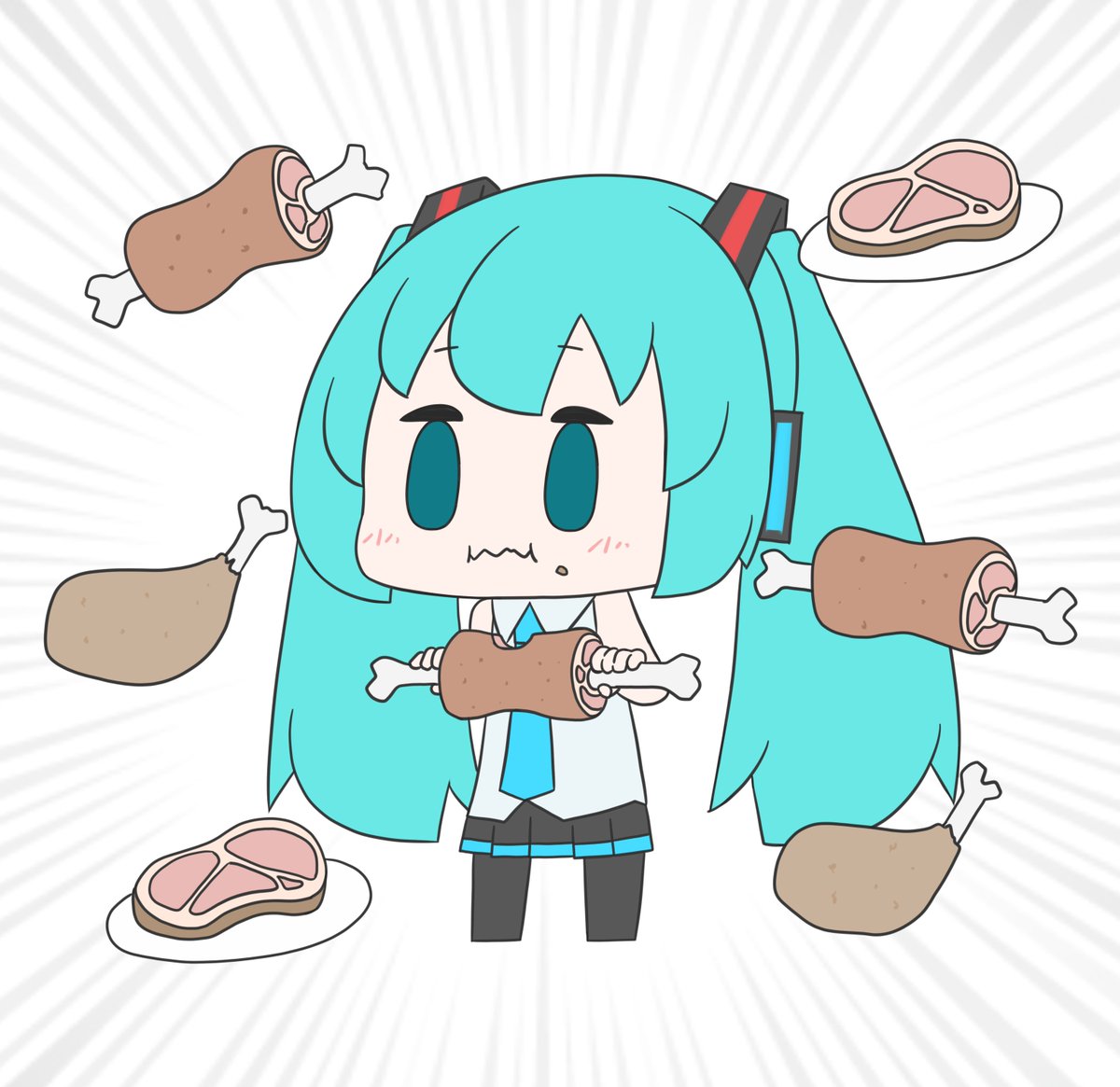 初音ミク 「今日も一日 」|はつねネガメのイラスト