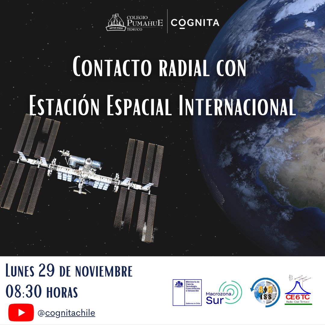 rodr1gocorr3a's tweet photo. We are ready! Next Monday November 29th Pumahue Temuco @CognitaSchools is contacting the ISS through ham radio. 16 students from year 4 to year 10 are asking questions to crew 66 astronaut @Astro_Raja Thanks to @ARISS_status  for promoting this type of educational activities. https://t.co/INjUWPTpst