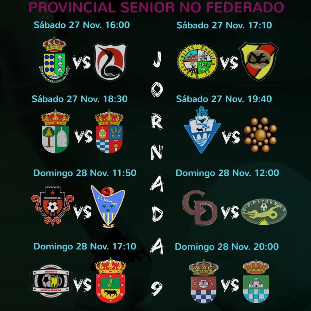 🏆 LIGA CAMPOAMOR (1ª División <a href="/futormes/">FUTORMES</a> )
🖊️ Jornada 9

⭐ <a href="/cdsanestanislao/">CD San Estanislao</a> vs <a href="/elfigoncharro/">Elfigoncharro</a> 

⭐ @villavieja_futsal vs @cd_ahigal 

#FZS instagr.am/p/CWwpDZdDMUx/