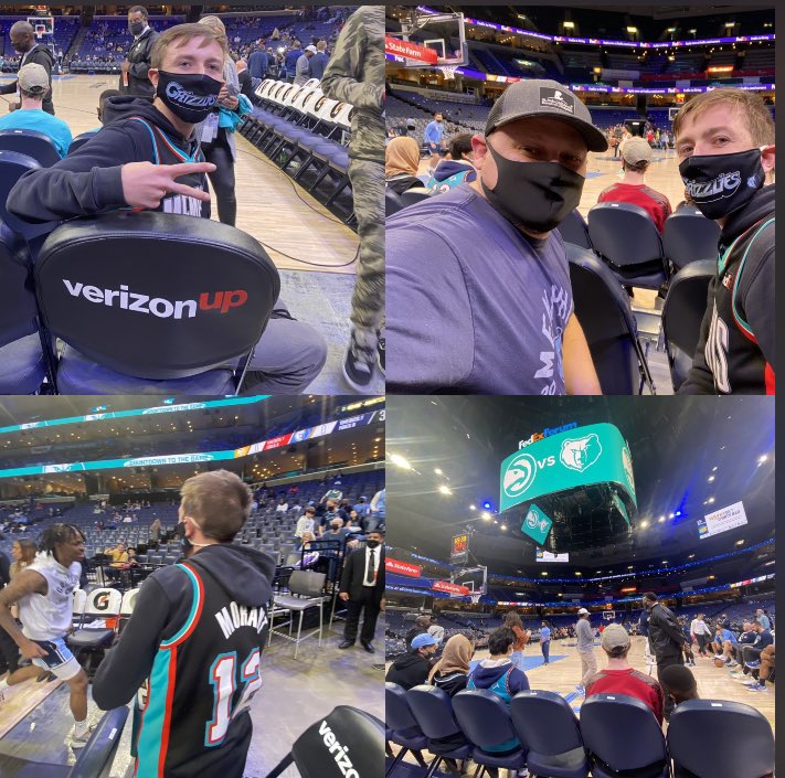 NathanLatil's tweet photo. I’ve been bringing @JacobLatil to see the Grizz for almost ten years now, sitting on the floor was always on our bucket list…until tonight ✅ Unreal experience! Thanks @Verizon !!#verizonup !!! https://t.co/QuAbLaSOJh