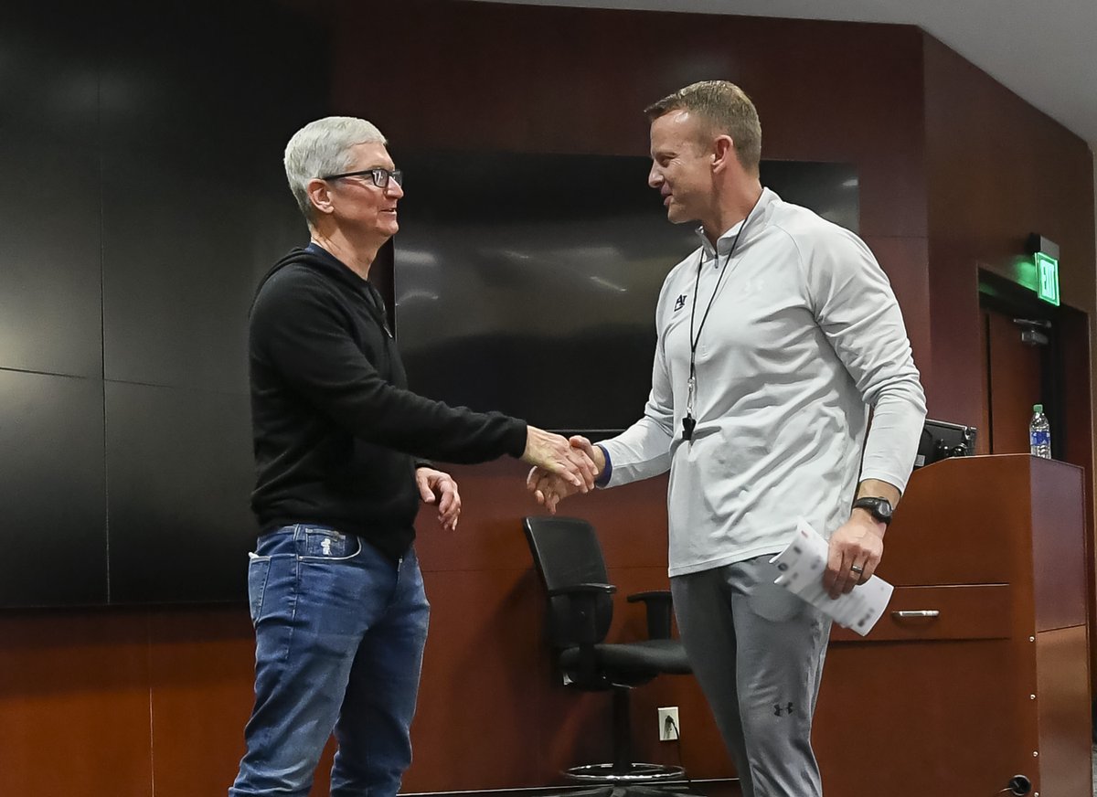 A huge thank you to <a href="/tim_cook/">Tim Cook</a> for taking time to talk with our guys today!

#WarEagle | #AuburnMade