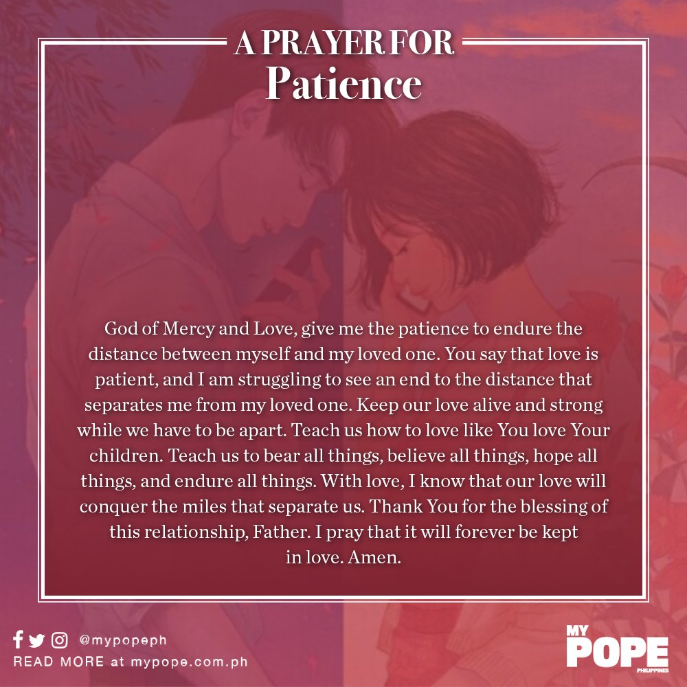 MyPopeMagazine's tweet photo. Long distance relationships are hard. But with trust, faith, love, and prayer, you could overcome it and all the tribulations that you may encounter with your partner. Here are 5 prayers to guide you. #MyPopePH

https://t.co/wKzrRWiYBo https://t.co/CzDj5ZbfdD