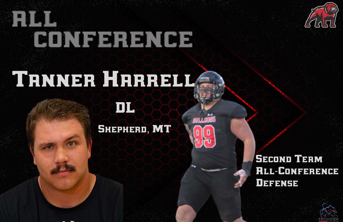 UMW_Football's tweet photo. Tanner Harrell, Soph DL from Shepherd, MT, averaged almost four tackles per game. He had 3.5 sacks for 22 yards and 10.5 tackles for loss for 45 yards. Harrell forced two fumbles this season. #DYD | #PowerOfOne | #GoDawgs https://t.co/YJg8LinA9q