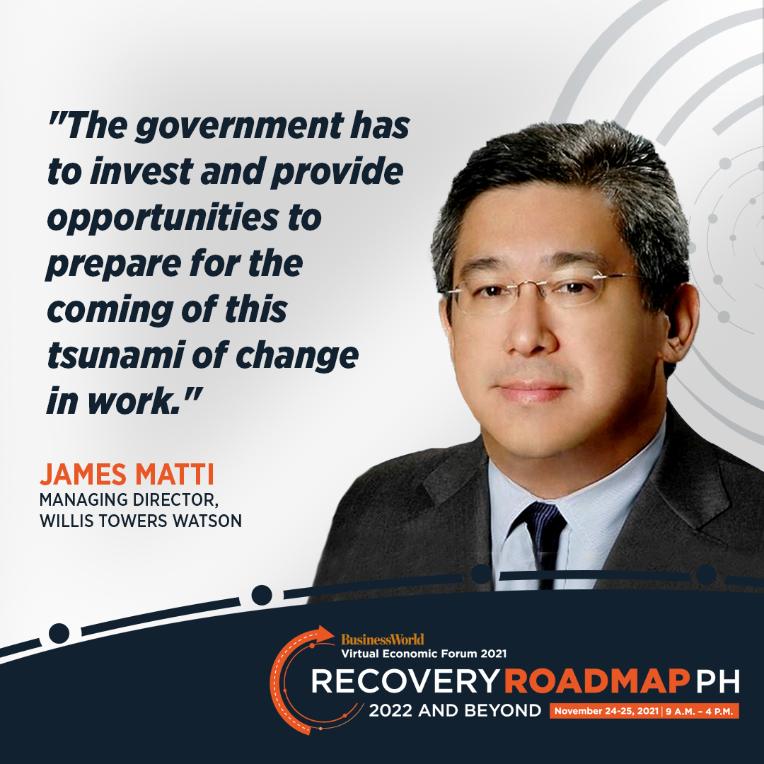 bworldph's tweet photo. ICYMI | James Matti of Willis Towers Watson had this to say in the Breakout Session:

#BWVEF2021 #RecoveryRoadmapPH https://t.co/TmVpDeKFYS