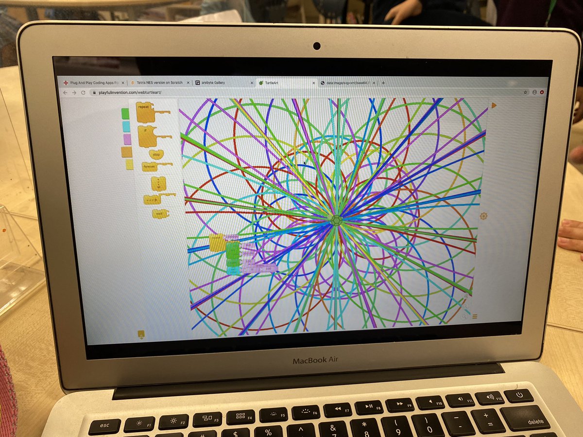 AdamHillEDU's tweet photo. Look what happens when Y2 students are introduced to @PicoTurtleArt through free play and minimal teacher input. I love how accessible TurtleArt is and how quickly students can create works of art that they’re proud of! @garystager #VSAHKG https://t.co/epqvjUN7O8