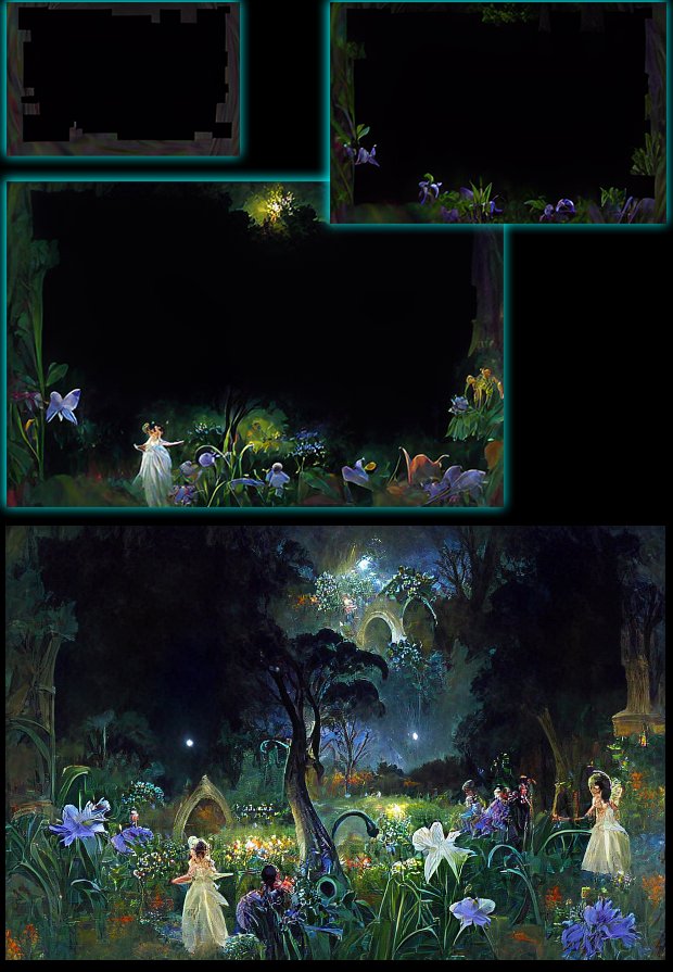 IYablochkov's tweet photo. various masks vs. outcomes for forcing #doubletrouble #CLIP's peripheral vision.

other parameters except init_image unchanged, tho subject to being slightly random due to using GPU (vs. TPU, CPU) as @RiversHaveWings pointed out.

#AIart #multiCLIP #sharp https://t.co/oAfK0vFF6Z