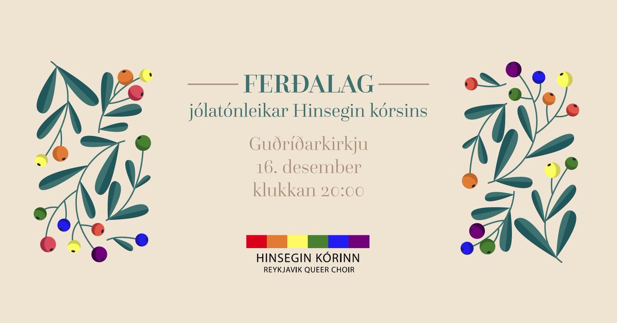 Þá er komið að því!
🎄🏳️‍🌈🏳️‍⚧️✨🏳️‍⚧️🏳️‍🌈🎄
Hinsegin Kórinn leggur upp í ferðalag, og býður ykkur að koma með!
Jólatónleikar Hinsegin Kórsins verða haldnir í Guðríðarkirkju með stæl, 16. desember kl. 20:00
facebook.com/events/s/fer%C…