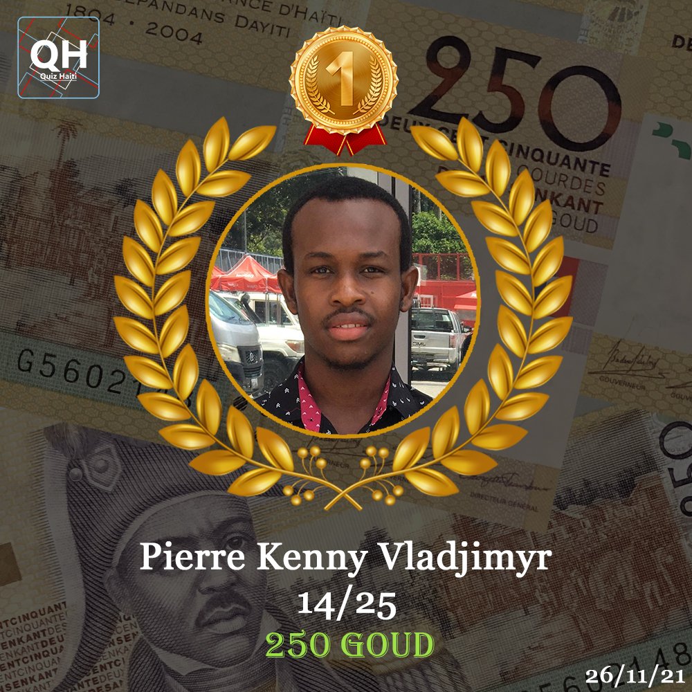 HaitiQuiz's tweet photo. 🤔 Pierre Kenny genyen 2 fwa sou 2 konkou ki fèt nan mwa a e ou menm ? 🥇🔥💰
#quizhaiti #Haiti https://t.co/HoY0L5P4F6