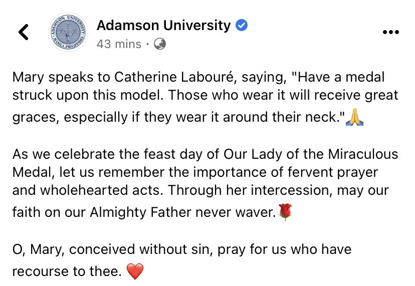 adamson_u's tweet photo. O, Mary, conceived without sin, pray for us who have recourse to thee. 🙏🏻🌹❤️ https://t.co/mXqojVXyVf
