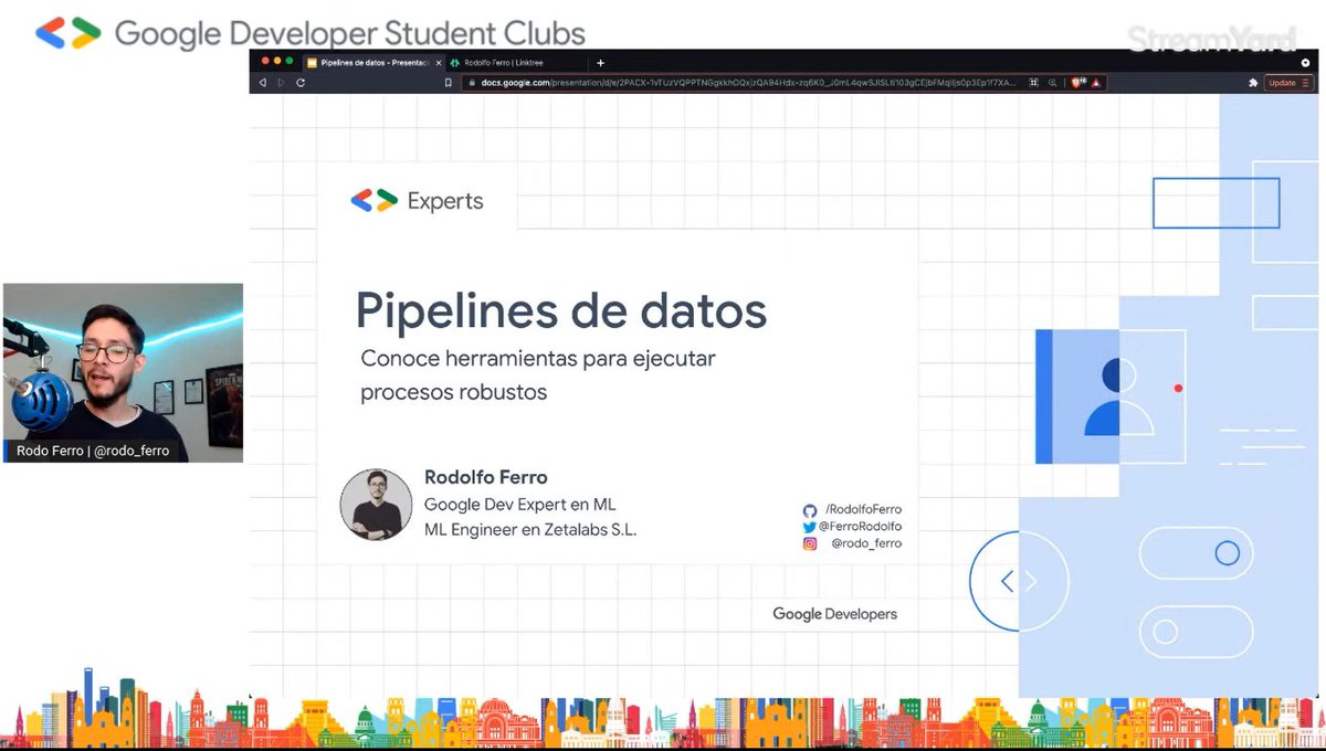 GdscLatam's tweet photo. En este momento, @FerroRodolfo en vivo con Pipelines de datos !
#GDSCLatamConference
#GDSCLATAM https://t.co/xe4JaQBBYh