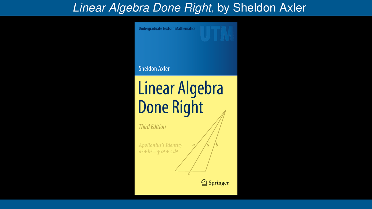 Today the videos that I made to accompany my book Linear Algebra Done Right surpassed two million minutes of total viewing on YouTube. Those videos are freely available from the links at linear.axler.net/LADRvideos.html. #LinearAlgebra
