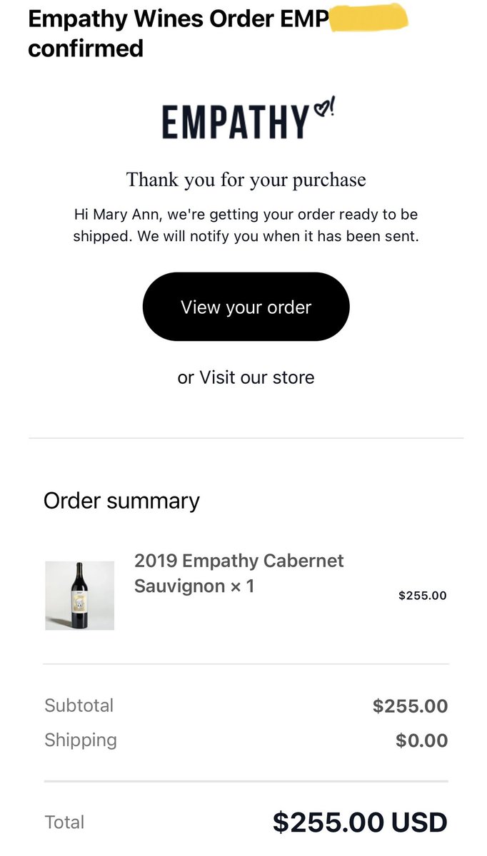 imaryannr's tweet photo. Got my @EmpathyWines ordered @garyvee @veefriends Thank you for the free shipping! https://t.co/6njFoHPCNS