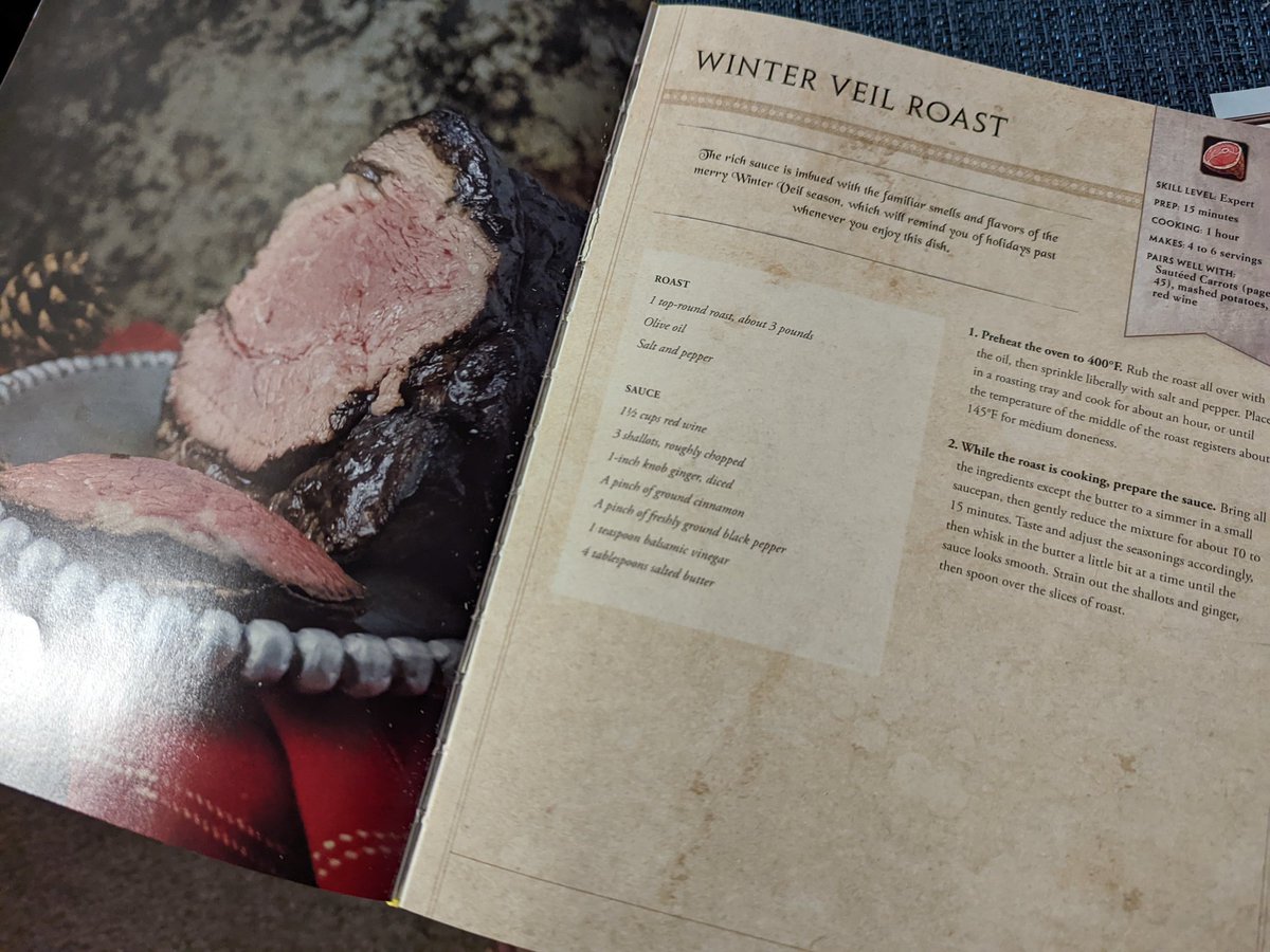 CodeDanEXE's tweet photo. I was bored so I made the Winter Veil Roast from the WoW cookbook! (Bought it years ago, don't support ActiBliz). Missed the medium rare and went a bit into well, but still good! Also messed up the sauce, it broke and I had no way to fix it so it's not pictured. #phoenixcooks https://t.co/2S1Dr9AJGy
