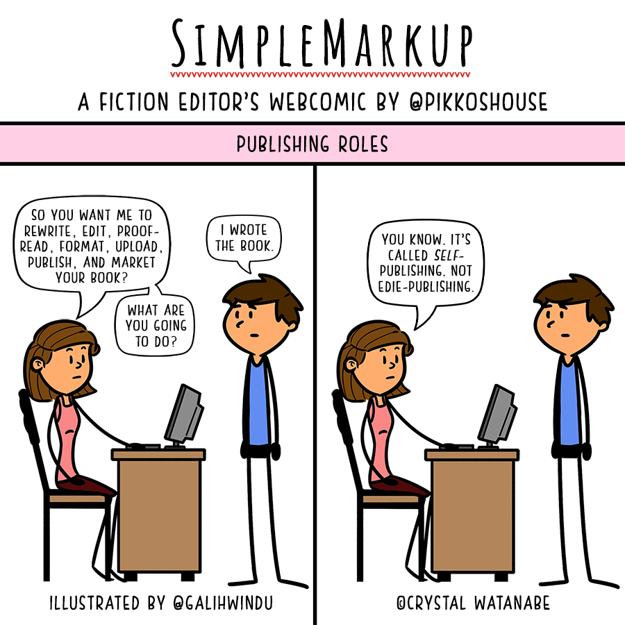 pikkoshouse's tweet photo. In this week's #SimpleMarkup, Edie meets an author who doesn'tunderstand one crucial aspect of self-publishing. #writingcommunity
Blog post: https://t.co/jAvkn1D6Mw 
Patreon: https://t.co/Hm48s9WTc4
Archive: https://t.co/2FFce2HlDh
Store:... https://t.co/rnp7wHIcfc