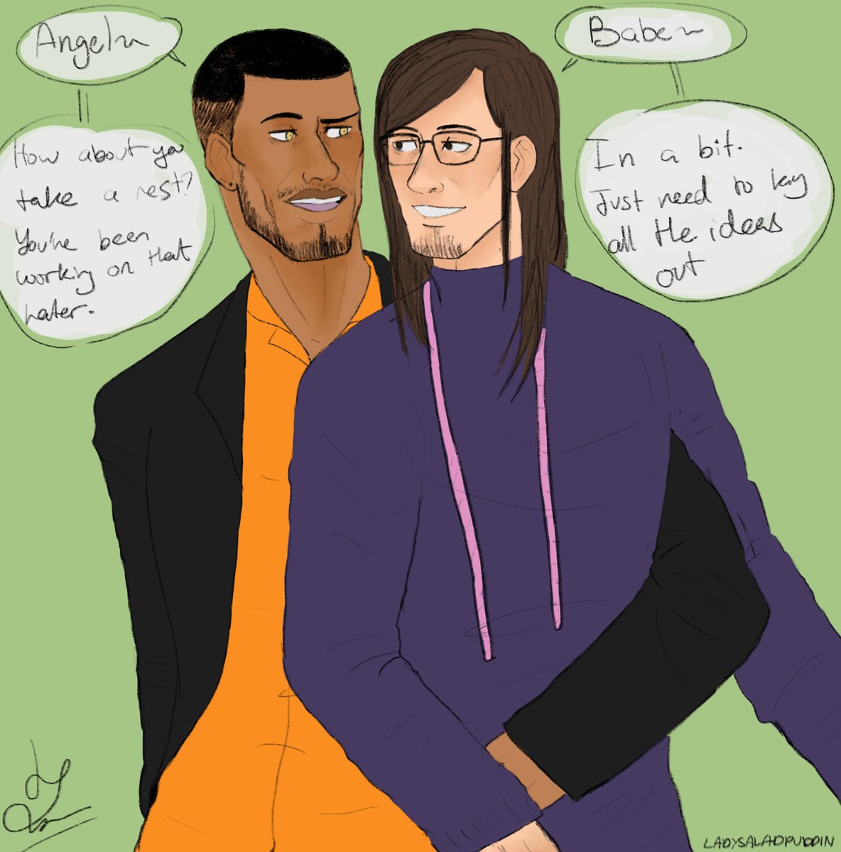 LadySaladPuddin's tweet photo. Day 4: Celebrity/Model AU
@AranShipWeek #AranShipWeek #aranojiro #Haikyuu #asahiazumane #asaaran 

Ex pro vb turn model Aran and fashion designer Asahi got together later but their love for each other is just as strong as any. Yes they’re dilfs https://t.co/gt0dkeYhB0