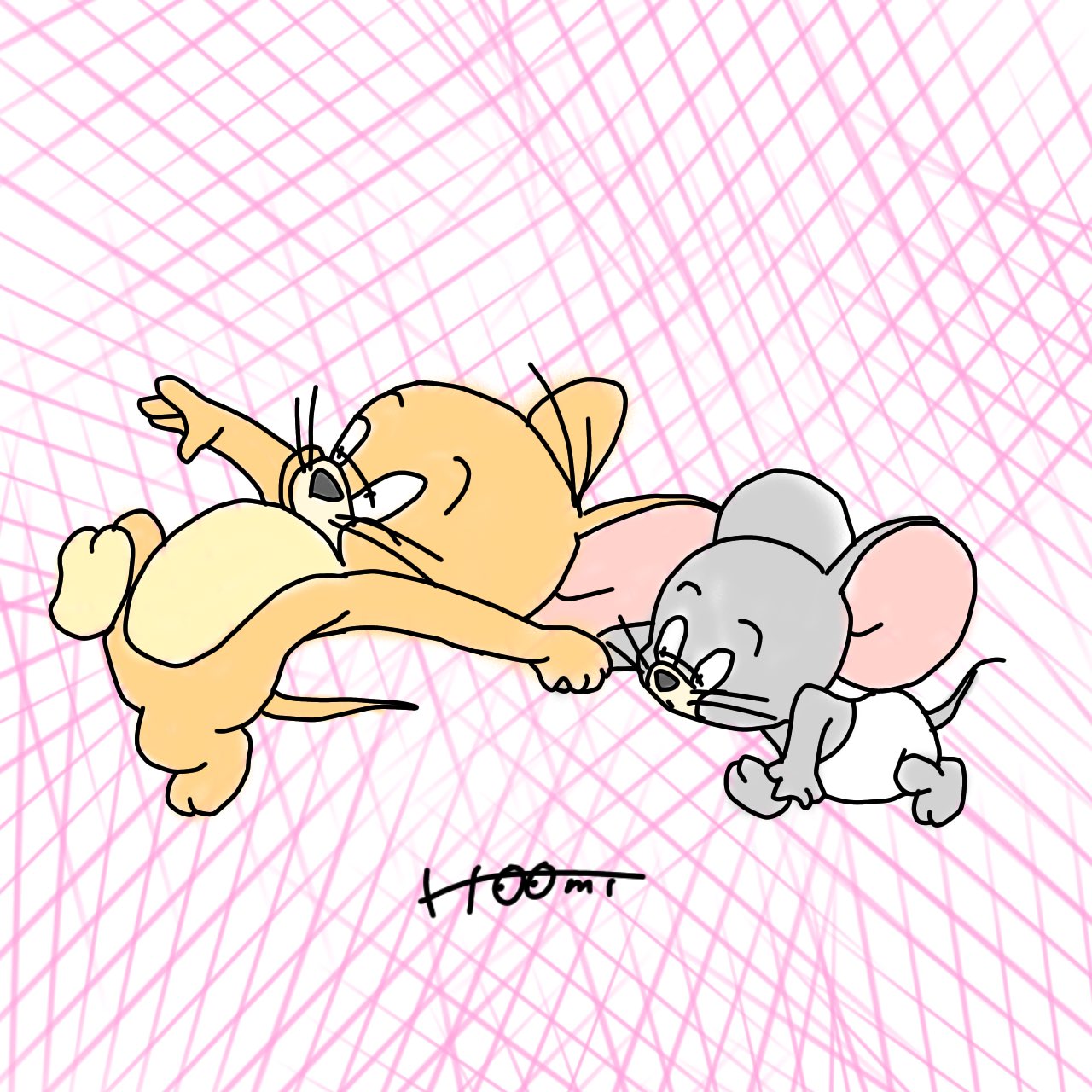 ほー ジェリーとタフィー Jerryandtuffy ジェリー Jerry タフィー Tuffy Nibbles トムとジェリー Tomandjerry イラスト Illust イラストレーション Illustration アメキャラ 海外アニメ アニメ Anime Iphone 手描き 指描き 落書き