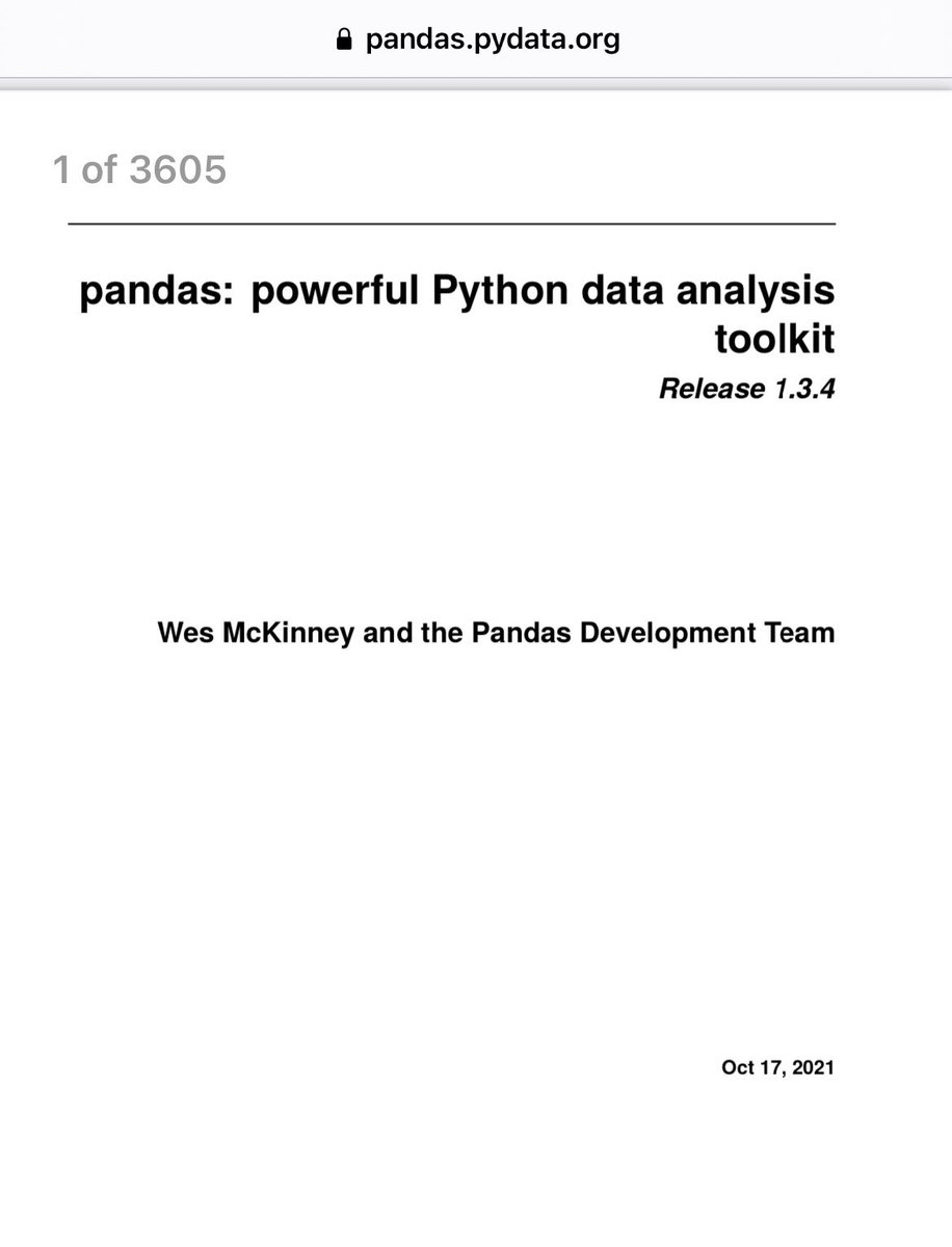 [FREE 3600-page PDF book. Expanded &amp; updated October 2021] #Pandas — #Python Data Analysis Toolkit for #DataScience ==&gt; bit.ly/30XtsO4 by <a href="/wesmckinn/">Wes McKinney</a>
——————
#abdsc #BigData #Analytics #AI #MachineLearning #TimeSeries #DataViz #Coding #DataScientists