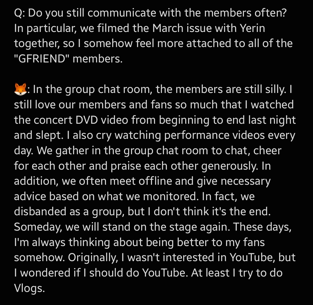 sinbsgfs's tweet photo. 🦊: in fact, we disbanded as a group, but i don't think it's the end. someday, (we will) stand on the stage again. https://t.co/b0K5RFilcA