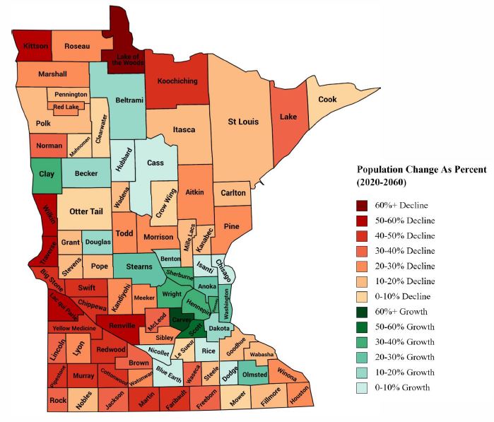 Minnesota Mapper on Twitter "Population Projections for 2060 compared