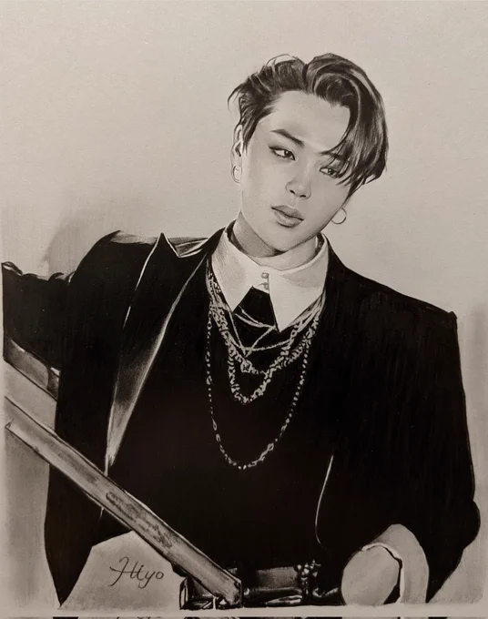 ちびじみん… #bts #btsfanart  #jimin #ジミン #鉛筆画 #今月描いた絵を晒そう 