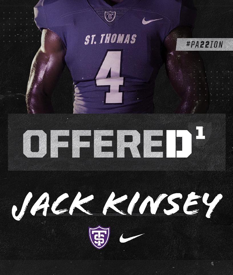 Happy to announce I have received my first D1 offer to play football for the University of St. Thomas! Blessed for the opportunity, ROLL TOMS! 💜🤍
<a href="/Coach_Caruso/">Coach Glenn Caruso</a> @kuchinski8 <a href="/FootballWayzata/">Wayzata Football</a> <a href="/UST_Football/">St. Thomas Football</a> @OliverJamesWes1 <a href="/TNTACADEMY1/">TNTACADEMYSP</a>