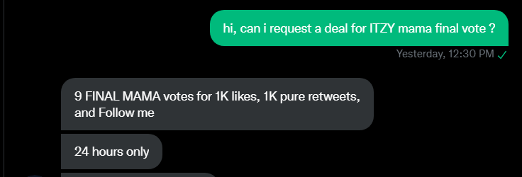 munniejejeu_m's tweet photo. DEAL: @ITZYofficial 
1k likes
1k pure retweets
Follow @NoPartyPH 
#MAMAVOTE #ITZY #itzy
@NoPartyPH https://t.co/eSJaqjTsXE
