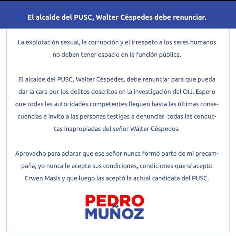 Sr. Walter Céspedes, renuncie de inmediato.