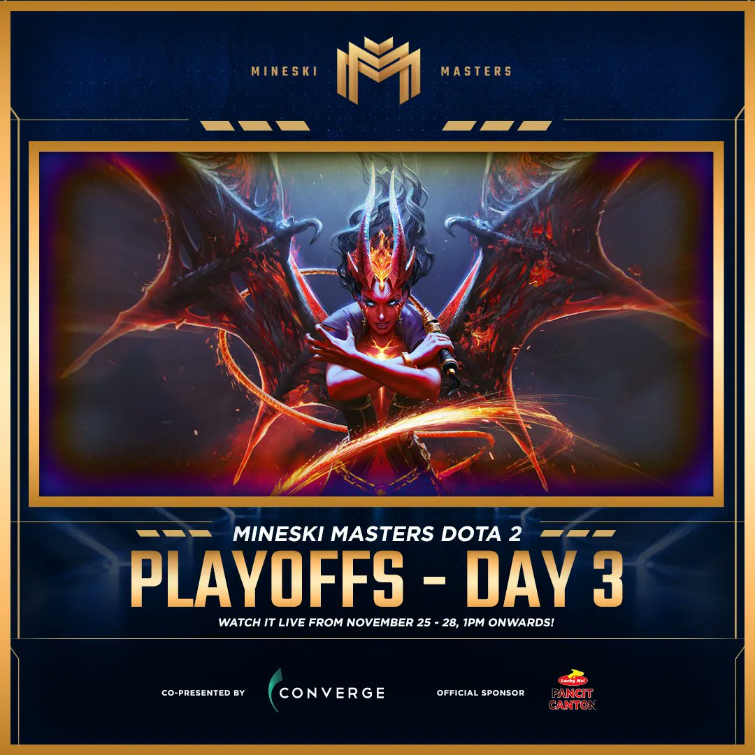 We are slowly raising the high ground in the realm. The past two days of the playoffs surely overwhelmed us all. Will there be waves of huge redemption? 

Don’t miss out as giveaways are to be given during the broadcast! See you at 1pm!

#MineskiMasters2021 #MineskiMastersDOTA2
