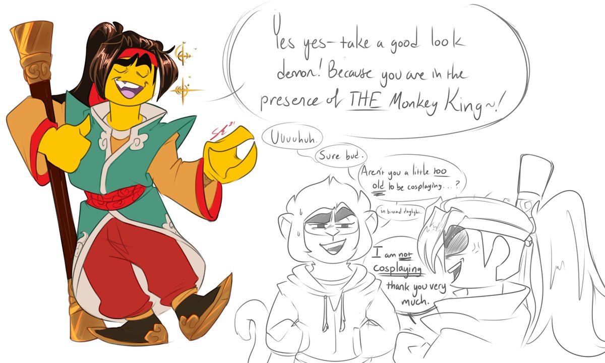 [ #LEGOMonkieKid / Monkie Kid AU ]

Saw @/tt0y0n913_art 's screencap redraw of MK and LSWK and my mind's third eye opened again 👁️👁️✨ 