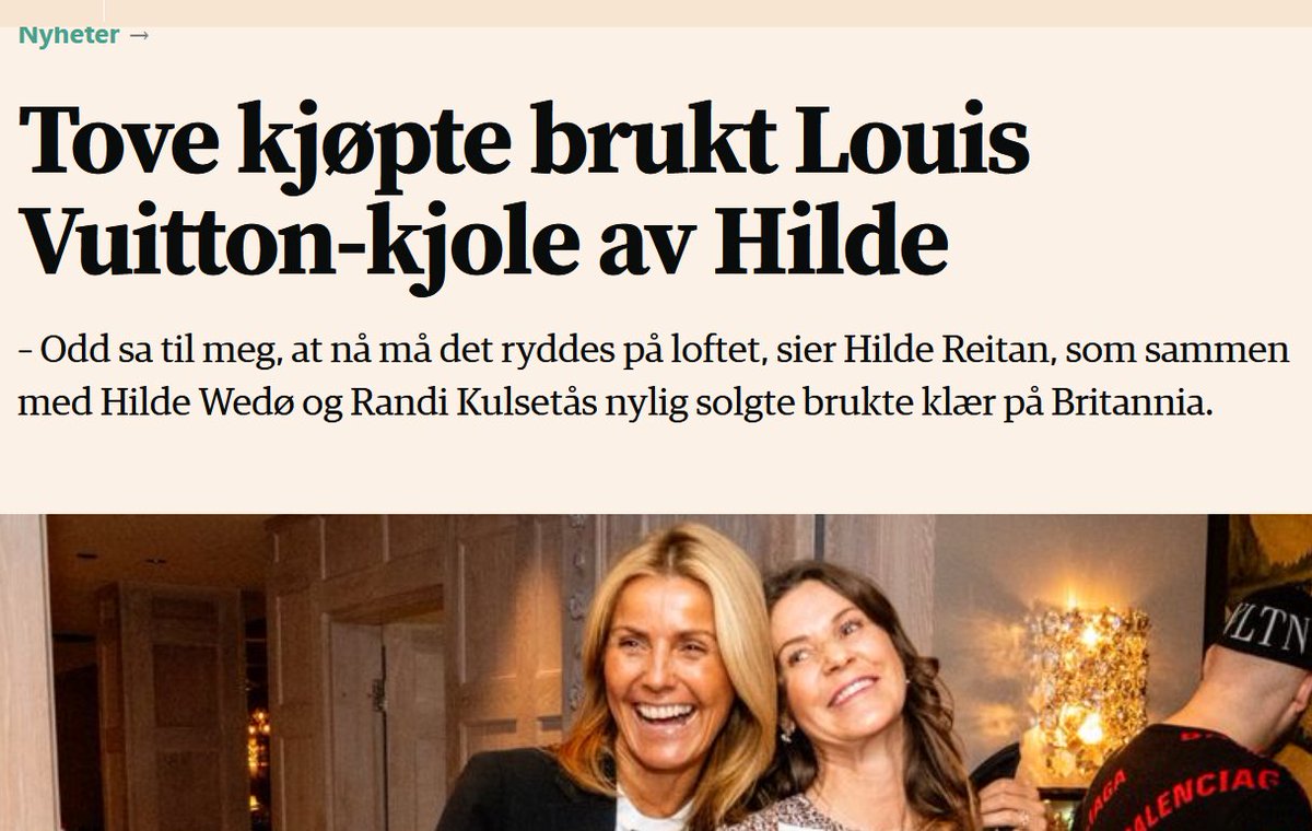 IdarLind's tweet photo. Samtidig i Trøndelag: Loppis. «Wear it again - luxury edition».  «Innsalget er at her er det gamle skatter som søker ny eier.» «Og denne er jeg også glad i, en kjole fra Louis Vuitton som jeg kjøpte i sommer for 30 000 kroner, nå selger jeg den til 8000 kroner.» https://t.co/PM7vDxntk8