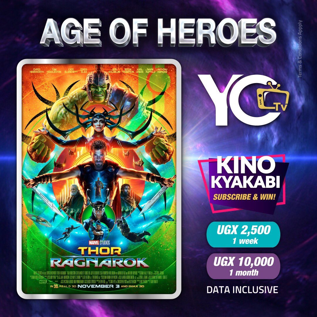 Deprived of his mighty hammer Mjolnir, Thor must escape the other side of the universe to save his home, Asgard, from Hela, the goddess of death.
Watch 'Thor' now on @yotvchannels App at your comfort now with #MTNTVBundles.  
#ChoiceYo https://t.co/J38MONmyAz