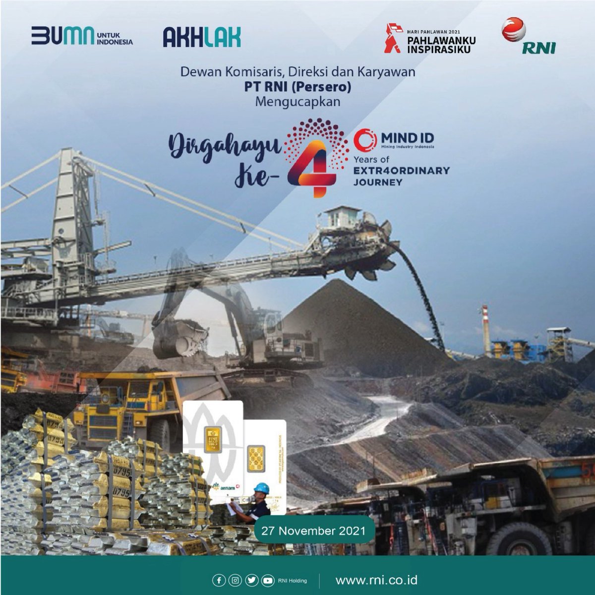 idfood_official's tweet photo. #UlangTahunBUMN
Selamat Ulang Tahun ke-4 Mining Industry ID (MIND ID)
Salam sinergi.
#BUMNUntukIndonesia
#BUMNKlasterPangan
#RNIGroup
#HUTMindID
#BangkitBersama
#PanganTumbuhIndonesiaTangguh
@MiningIndonesia https://t.co/H0QTGe3rCs