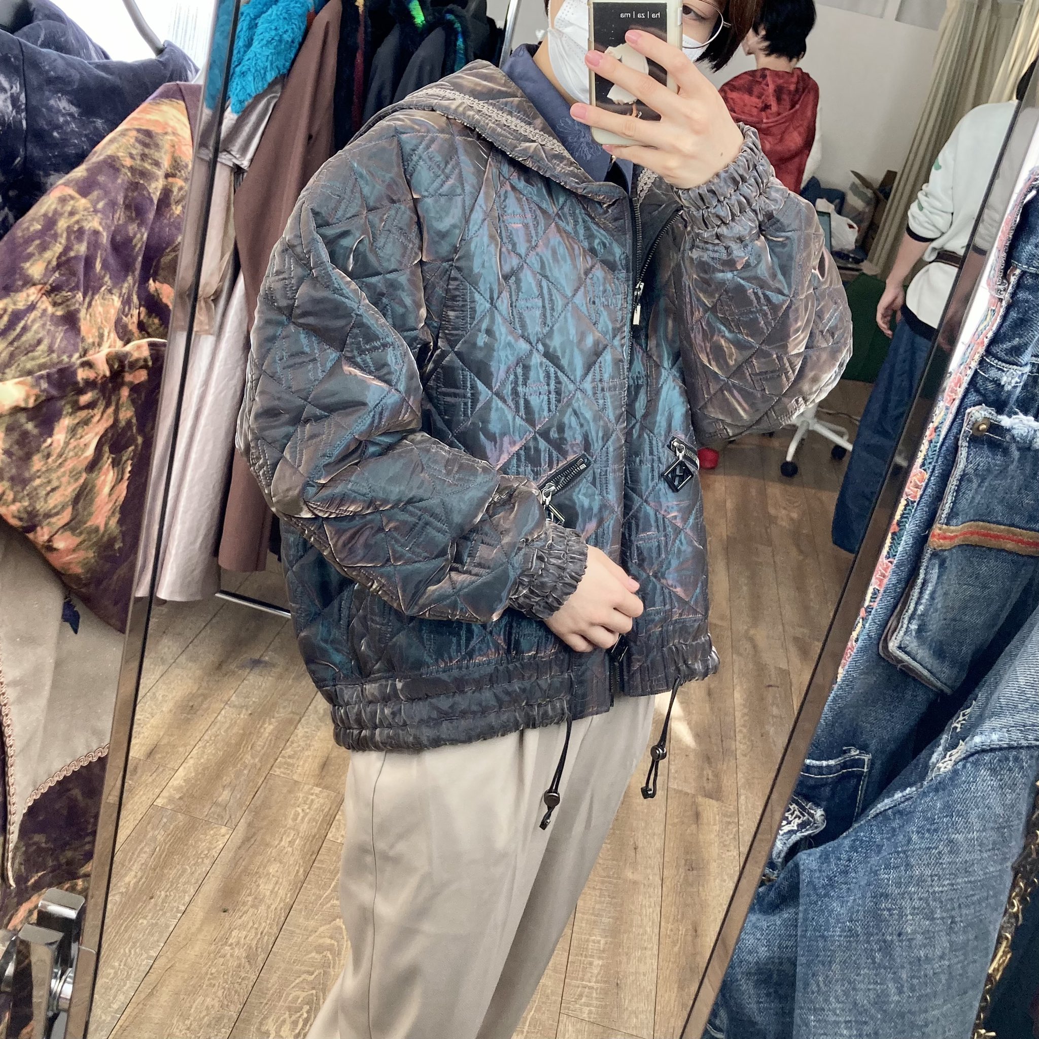 hazama 夜空を駆ける透明彩度のキルティングセーラージャケット スカート