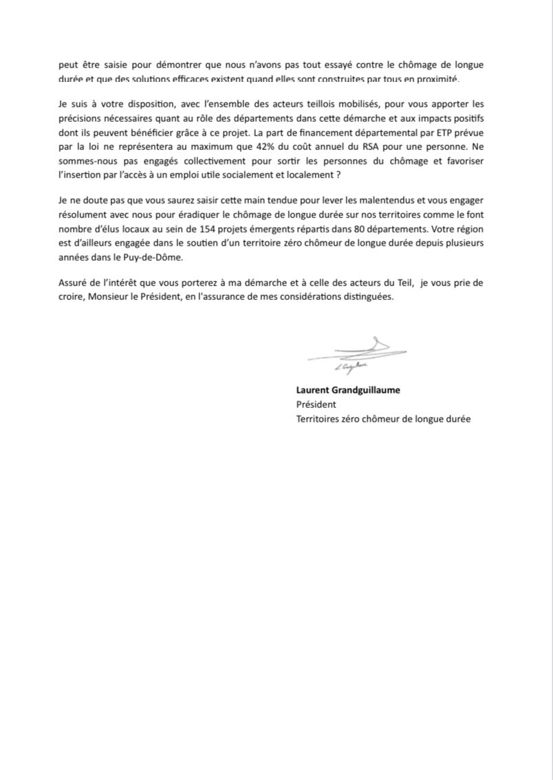 LGRANDGUILLAUME's tweet photo. En Ardèche, la commune du Teil est face à un mur : un président de Conseil départemental qui refuse de soutenir le lancement de l’expérimentation @ZeroChomeurLD après s’en être drapé pour briller sur les estrades. C’est ce que l’on appelle la préférence pour le chômage. https://t.co/XPnMXjcSoy
