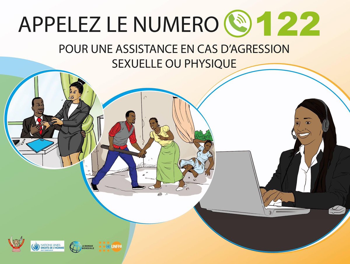 UNFPARDC's tweet photo. ❇️Le week-end n’arrête pas les #16jours d’activisme 
❇️Appeller le 1️⃣2️⃣2️⃣ pour une assistance en cas de #VBG
#VoilaPourquoi 
@PNUDRDC @BM_Afrique @MingenreRdc @FondationDNT @CanadaRDC @SwedeninDRCongo @BelgiqueRDCongo @UEenRDC @USAmbDRC @NLkinbrazza @Allemagne_RDC @AmbSuisseRDC https://t.co/AOAUElVYfB