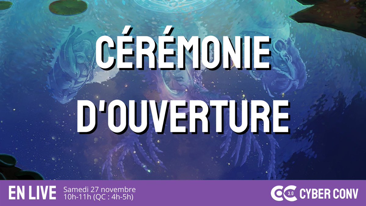 cyber_conv's tweet photo. La cérémonie d'ouverture de 10h-11h (QC : 4h-5h)  commence bientôt sur Twitch et Youtube ! 
Let's go ! https://t.co/ATqX6PPKAl