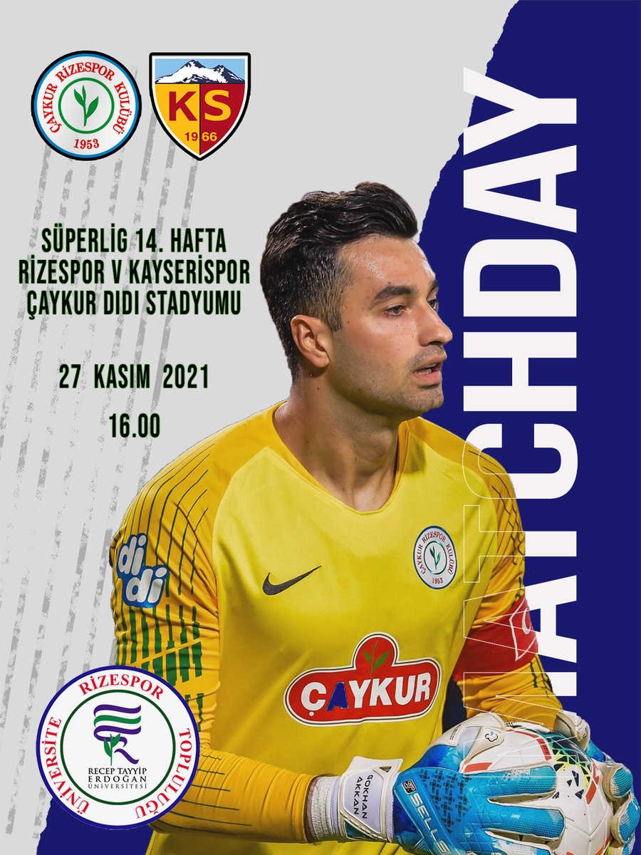 🏆Süper Lig 14. Hafta
🆚Kayserispor
🕓27 Kasım 16.00
☁️18°
🔔Yaşar Kemal Uğurlu
📺beIN SPORTS HD 1
🏟 Rize Didi Stadyumu
#KalbineYakınTut