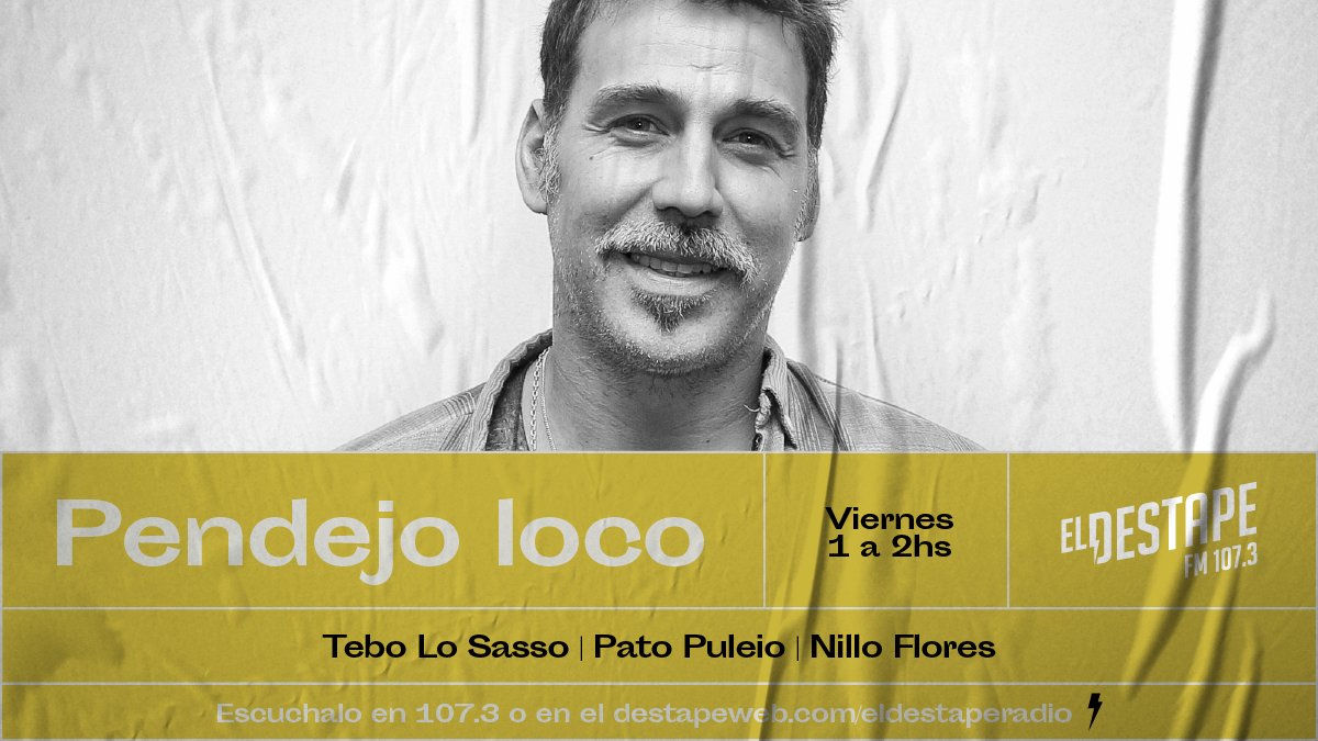 eldestape_radio's tweet photo. 😃 Quedate ahí que ya llega #PendejoLoco
⚡️ Un programa 100% RadioComic, con mucho humor y música!
😎 Todo el mambo zafari musical que necesitás, de la mano de @TeboLoSasso, Pato Puleio y Nillo Flores
📻FM107.3 https://t.co/j927UXwOZn