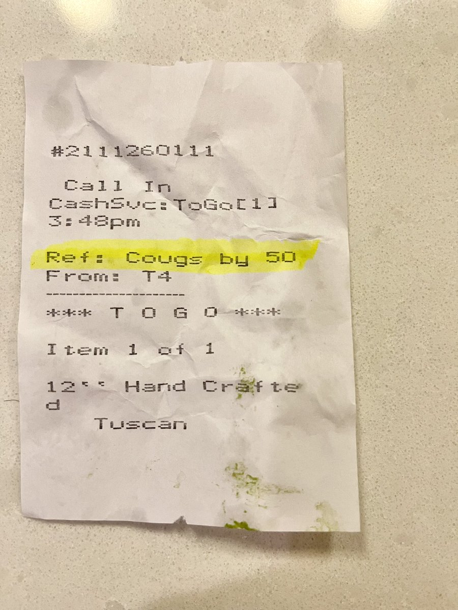 GoCougGal's tweet photo. Picked up Carusos pizza and salad before the #AppleCup … used a new name for pick up! https://t.co/eZsuUWgnIk